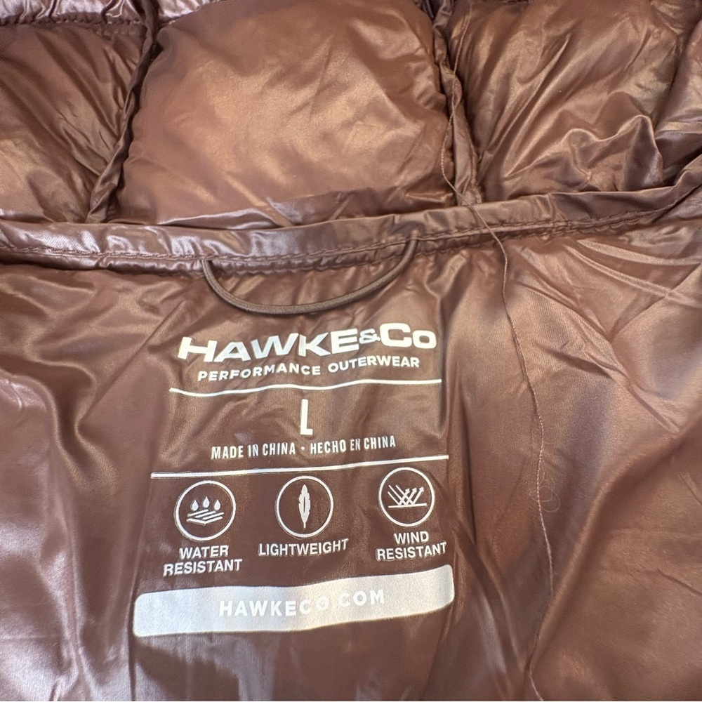 Hawks & Co Women’s Fit Puffer Coat Chocolate Brown Zip Hood Long - Picture 13 of 16